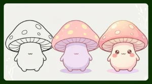 How to Color Kawaii Mushrooms